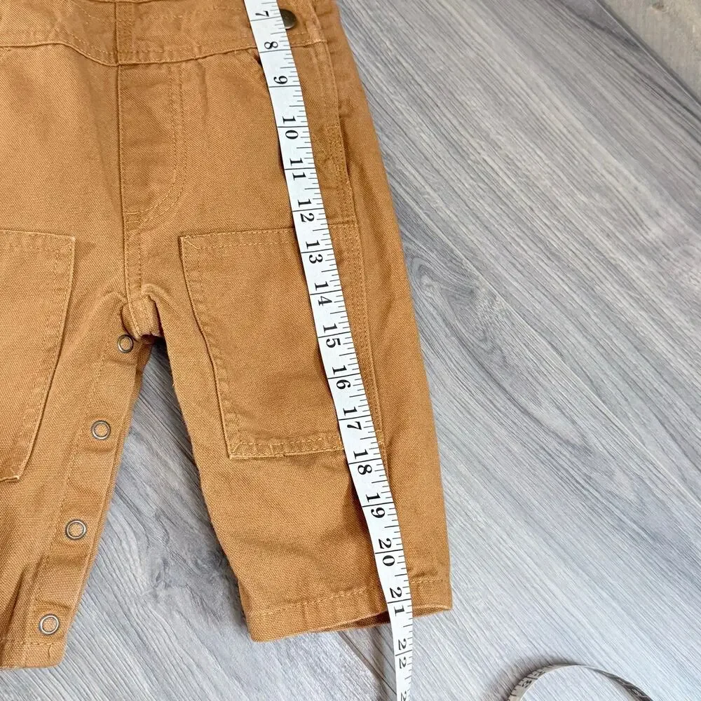 Carhartt Canvas Bib Overalls Size 6 mos. Double Knee Snap Crotch Play Mini Me